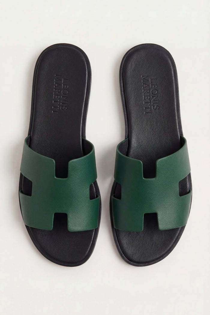 Arezzo Leather Sandal Dark Green