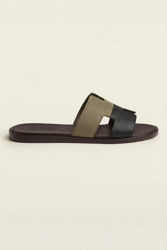 Arezzo Leather Sandal Olive & Black