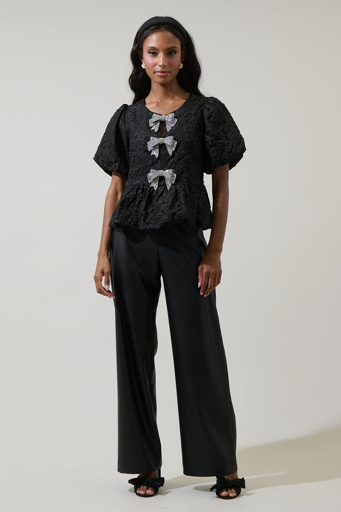 Arielle Jacquard Glow Bow Top