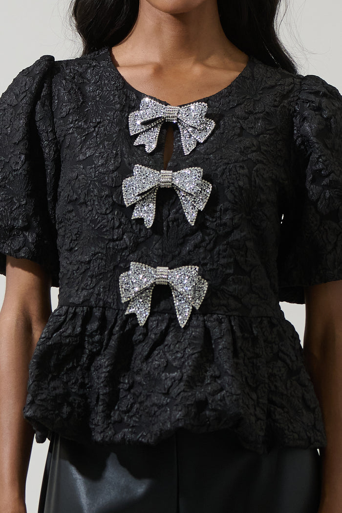 Arielle Jacquard Glow Bow Top