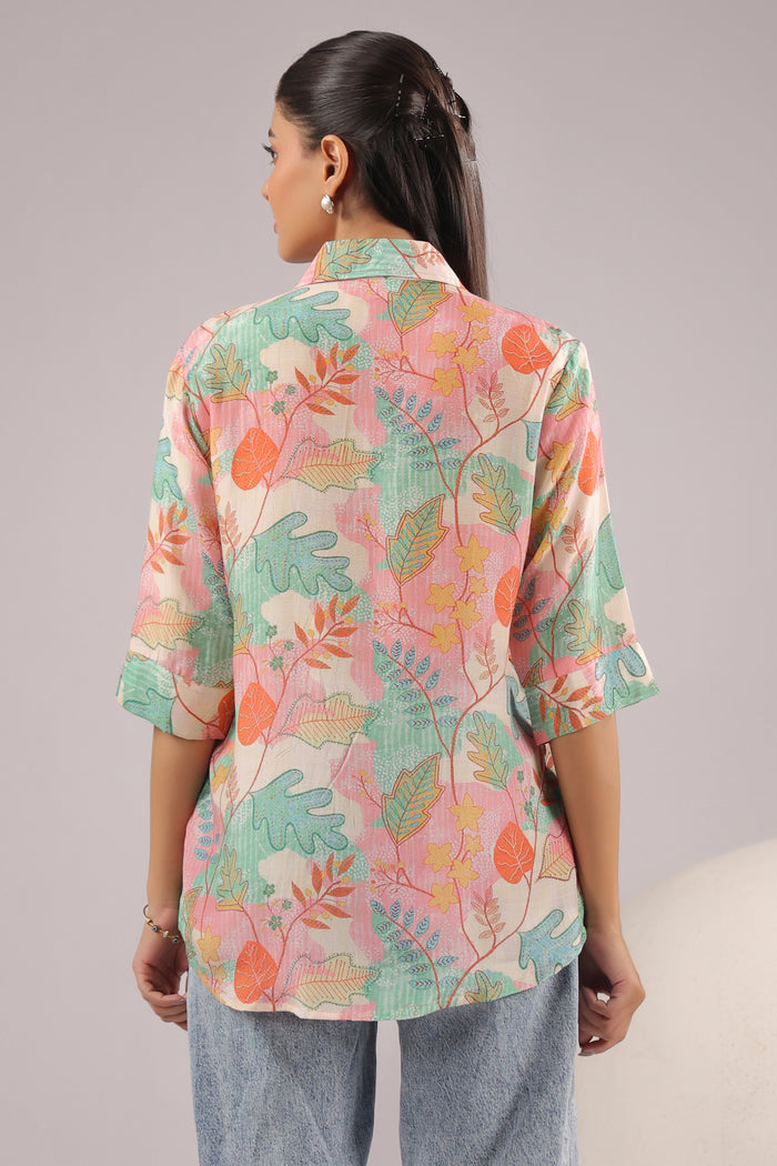 Autumn Haze Printed Muslin Silk Shirt