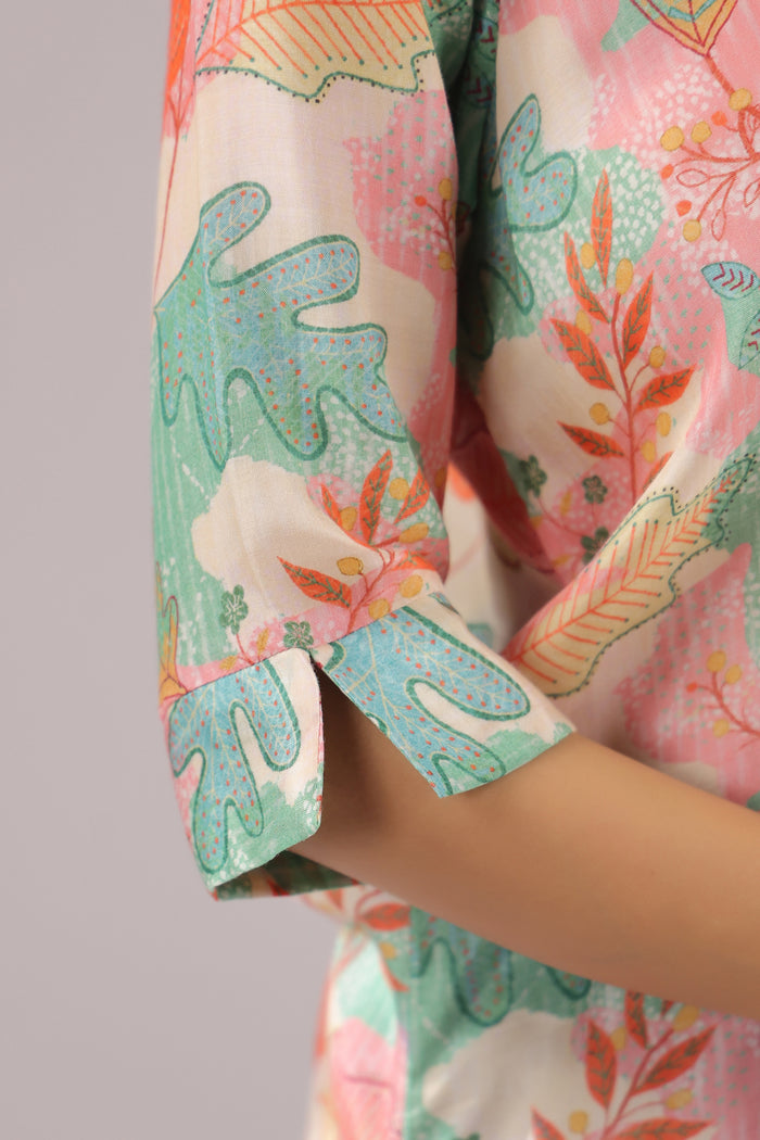 Autumn Haze Printed Muslin Silk Shirt