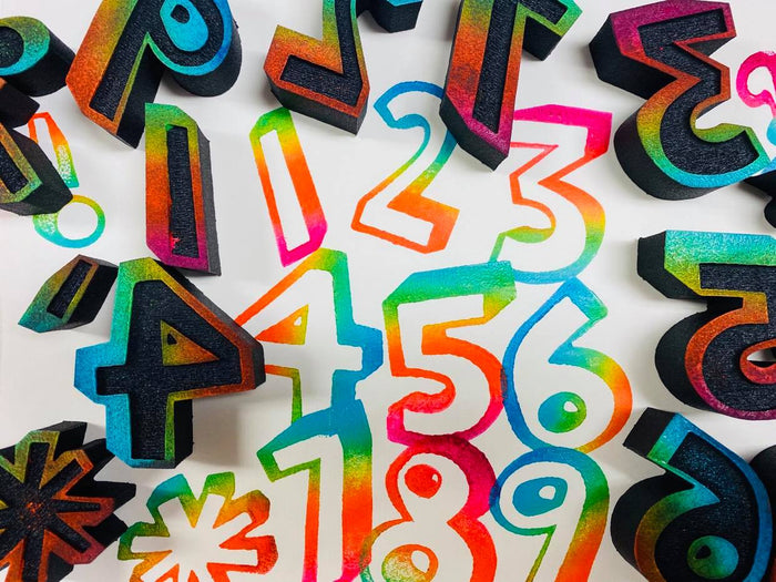 Balzer Designs | Shadow Numbers & Symbols | Foam Stamps - Set of 15