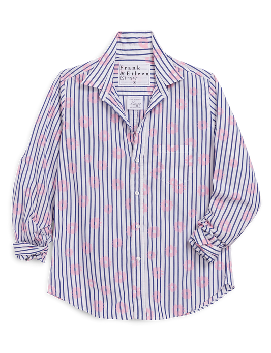 BARRY Pink Flowers with Blue Stripe, Italian Superluxe