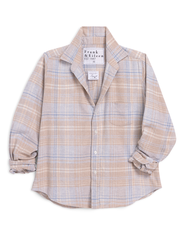 BARRY Sand and Blue Plaid, Italian Flannel