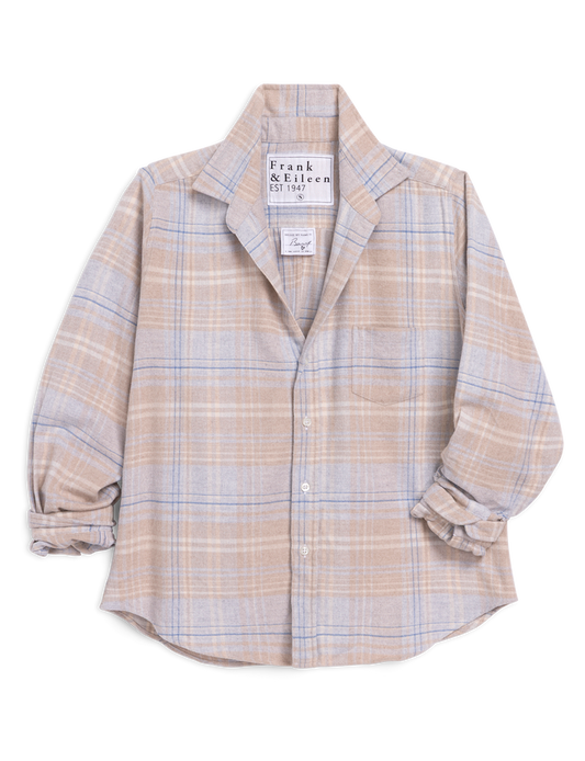 BARRY Sand and Blue Plaid, Italian Flannel