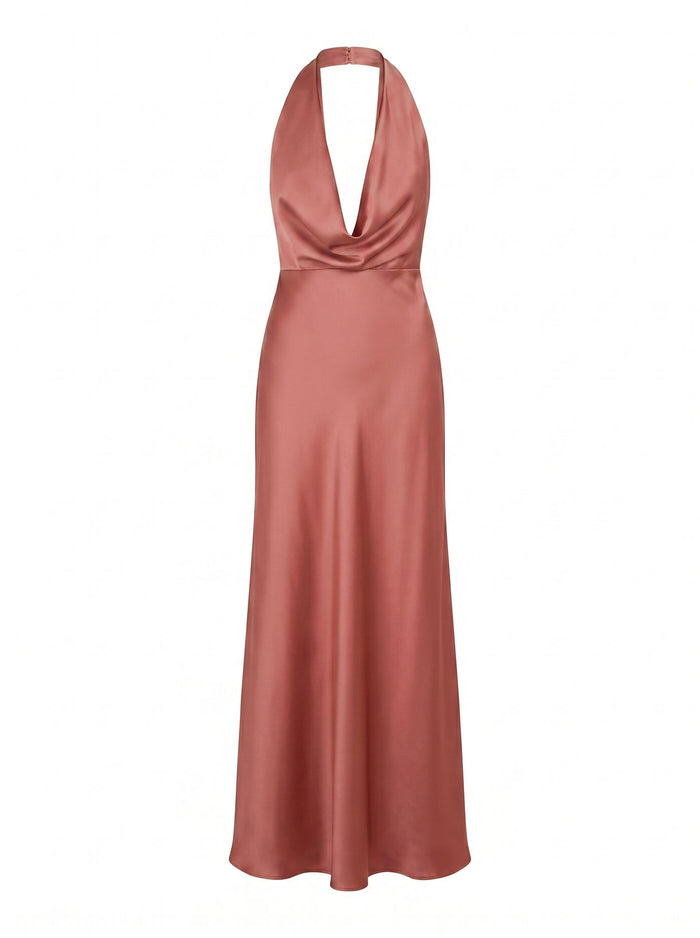 Becca Cowl Halter Satin Dress Forever New