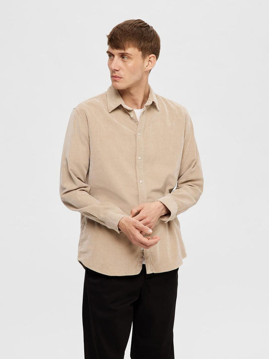 Beige Corduroy Full Sleeves Shirt