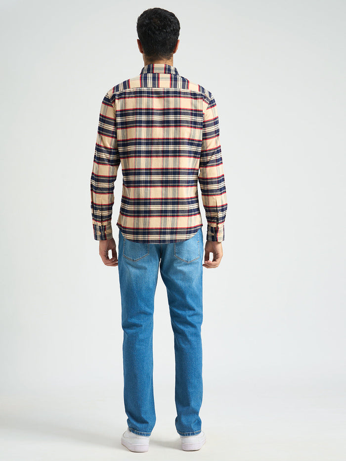Beige Cotton Check Shirt