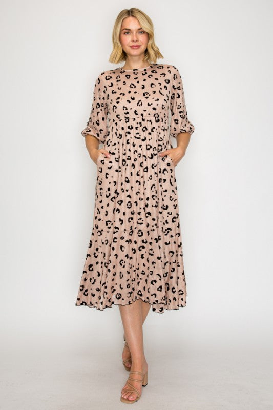 Beige Leopard Spot Dress Final Sale