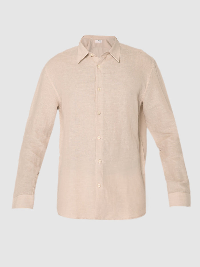 Beige Linen Regular Fit Shirt
