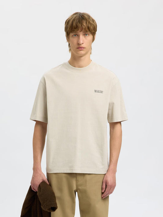 Beige Organic Cotton Relaxed Fit T-shirt