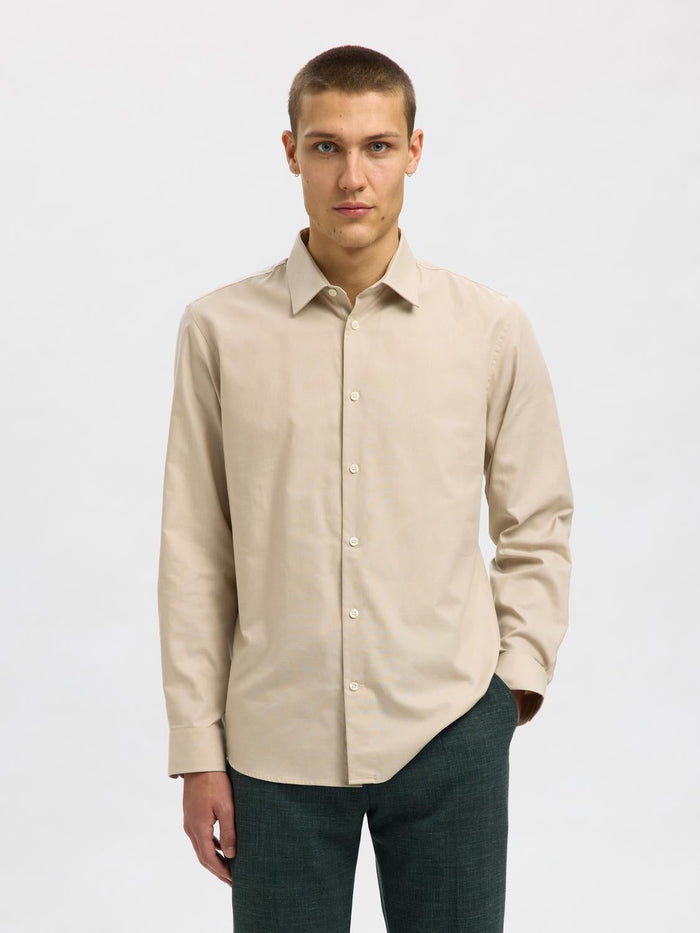 Beige Slim Fit Formal Shirt