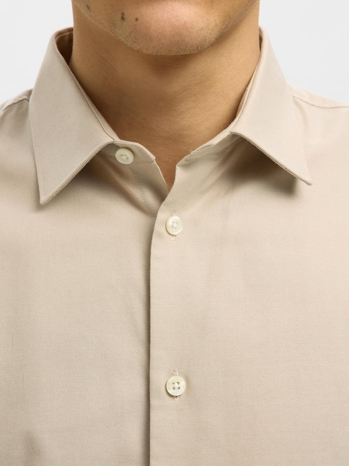 Beige Slim Fit Formal Shirt