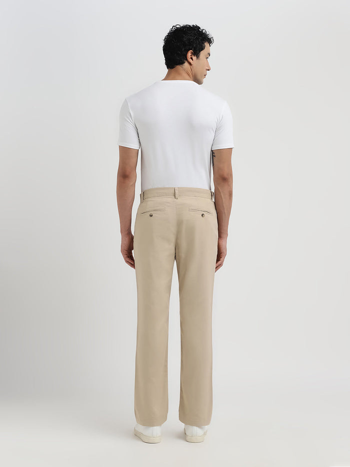 Beige Straight Fit Pants