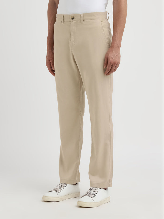 Beige Straight Fit Pants