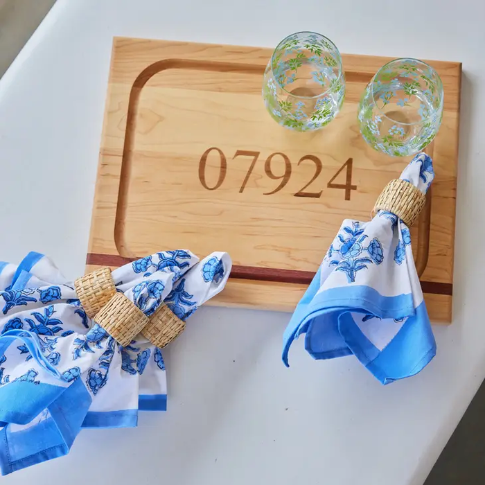 Bhati Blue Block Print Cloth Napkins - Set of 4