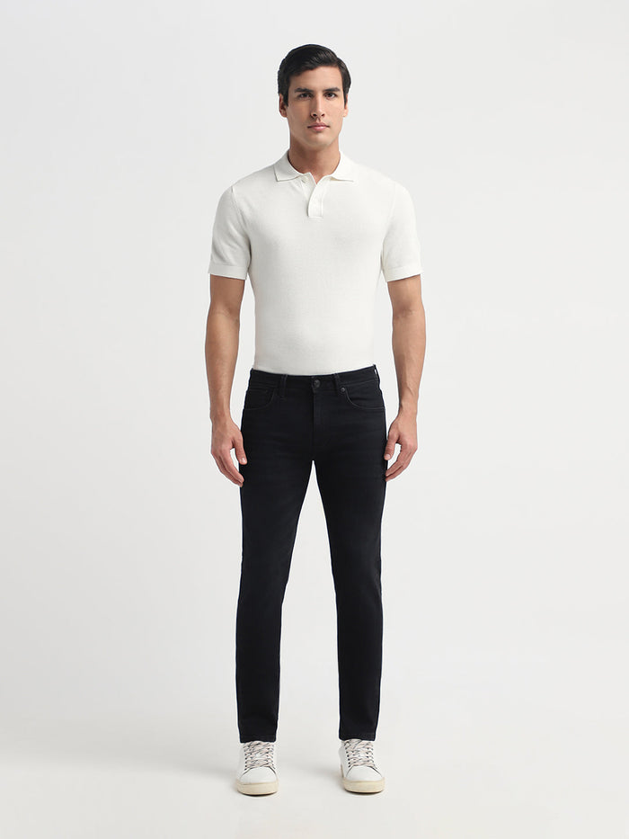 Black Cotton Slim Fit Jeans