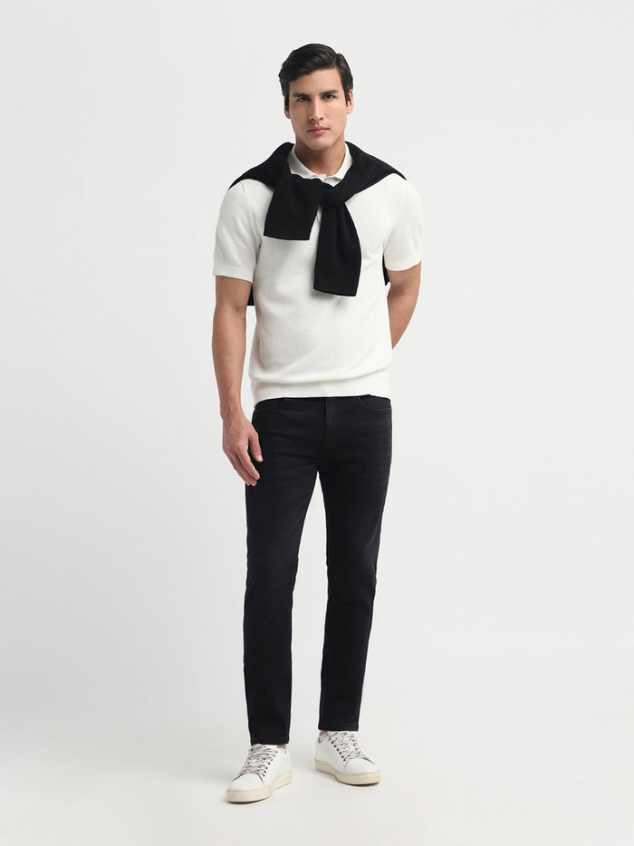 Black Cotton Slim Fit Jeans