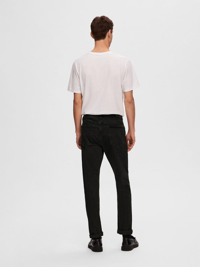 Black Mid Rise Leon Slim Jeans