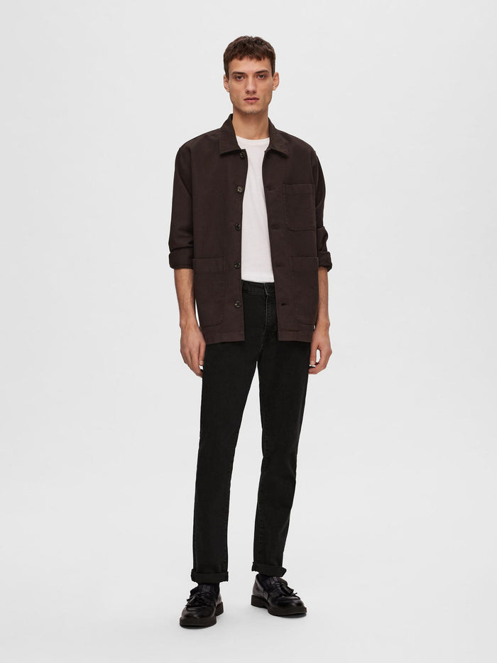Black Mid Rise Leon Slim Jeans