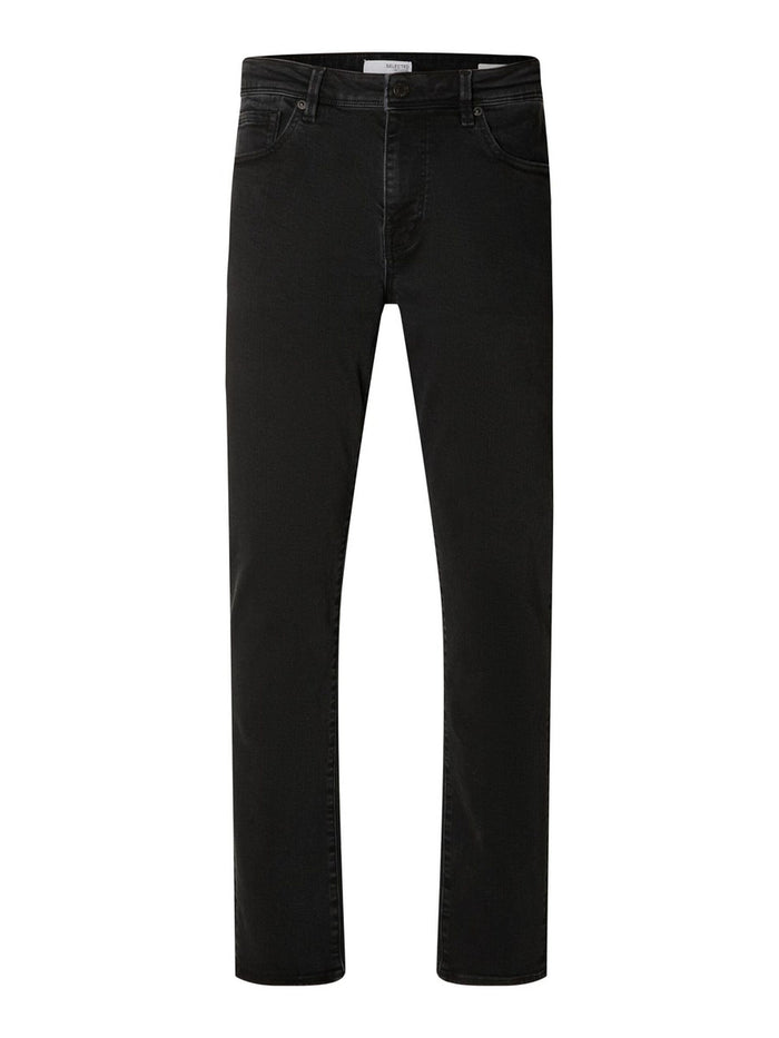 Black Mid Rise Leon Slim Jeans