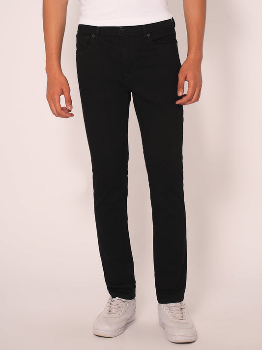 Black Mid Rise Slim Fit Jeans