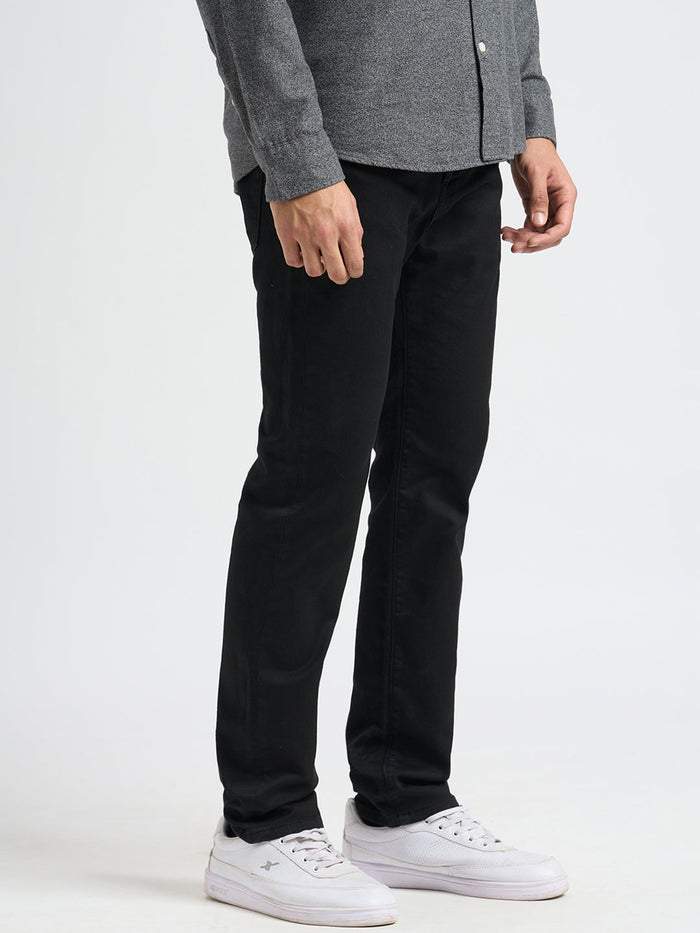 Black Mid Rise Straight Fit Jeans