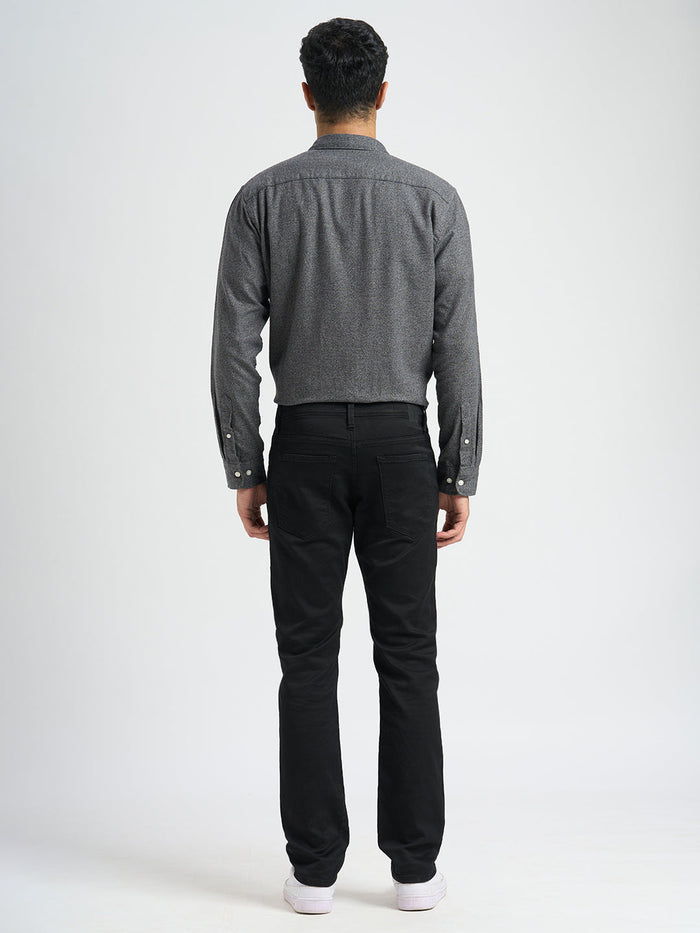 Black Mid Rise Straight Fit Jeans