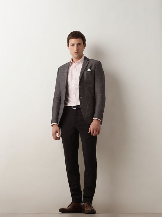 Black Mid Rise Suit-Set Trousers