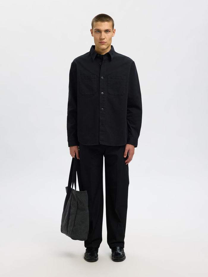 Black Twill Regular Fit Overshirt