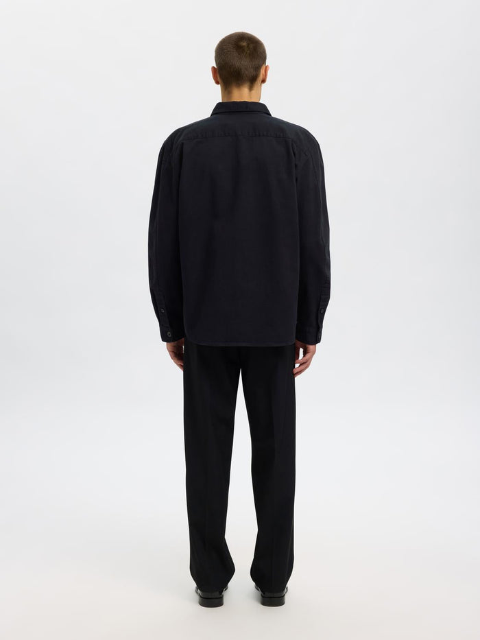 Black Twill Regular Fit Overshirt
