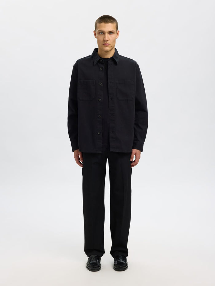 Black Twill Regular Fit Overshirt
