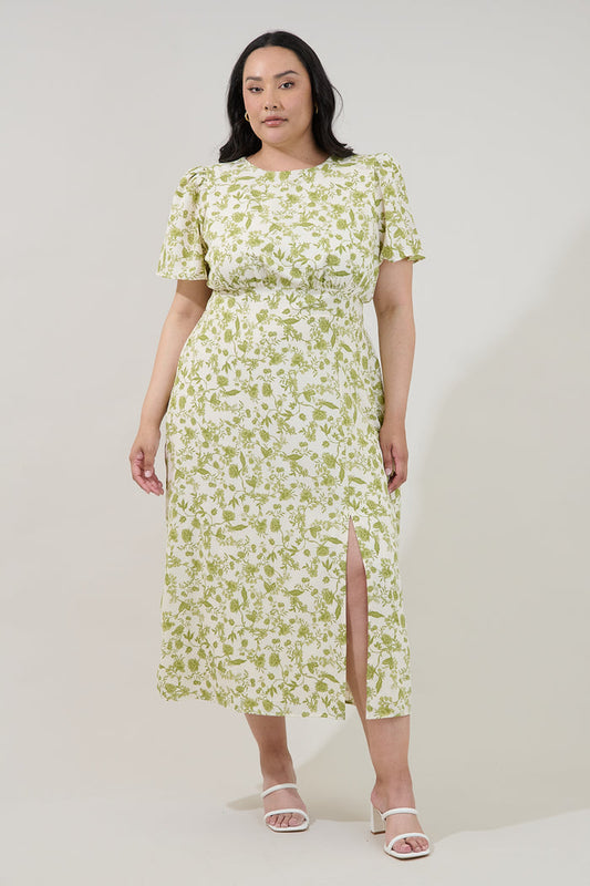 Bloom Midi Dress Floral Curve