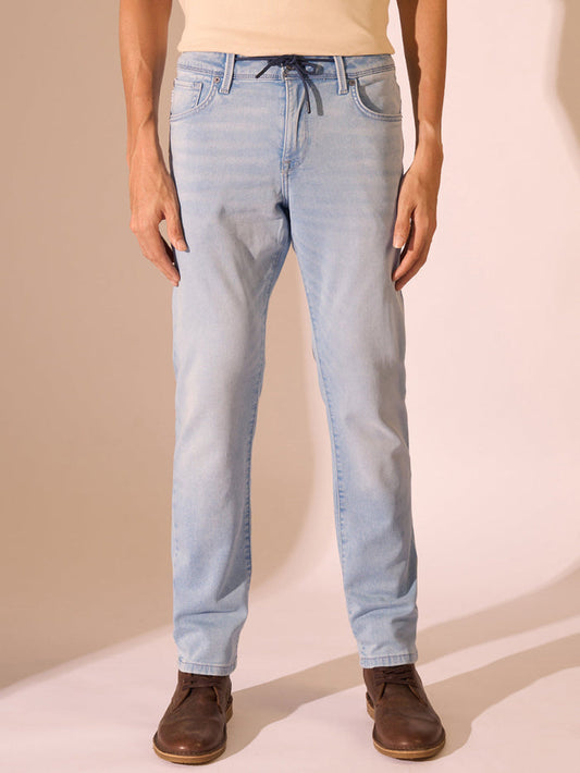 Blue Mid Rise Straight Fit