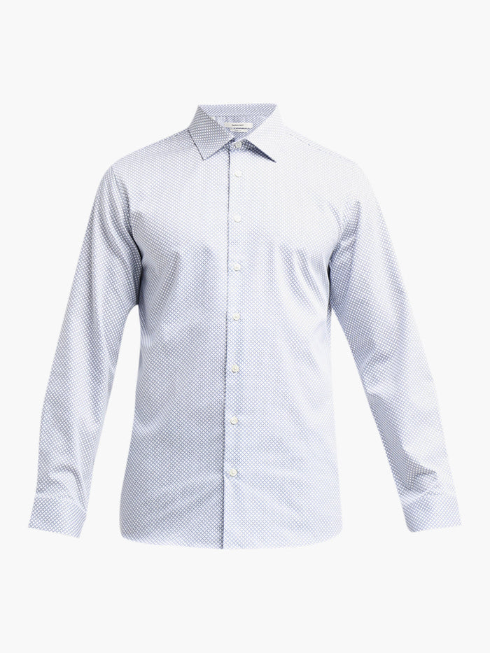 Blue Printed Slim Fit Shirt