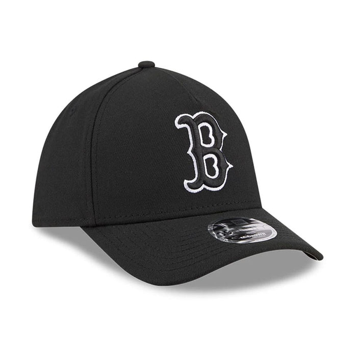 Pictured is this MLB Boston Red Sox 39THIRTY M-Crown A-Frame Stretch Fit cap in black. 4