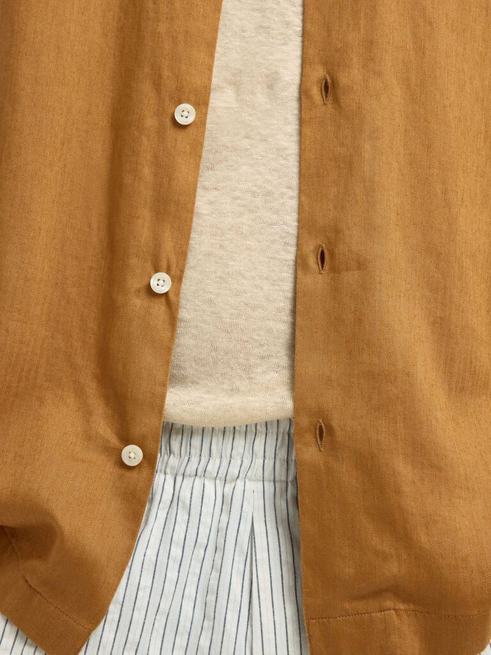 Brown Cuban Collar Shirt