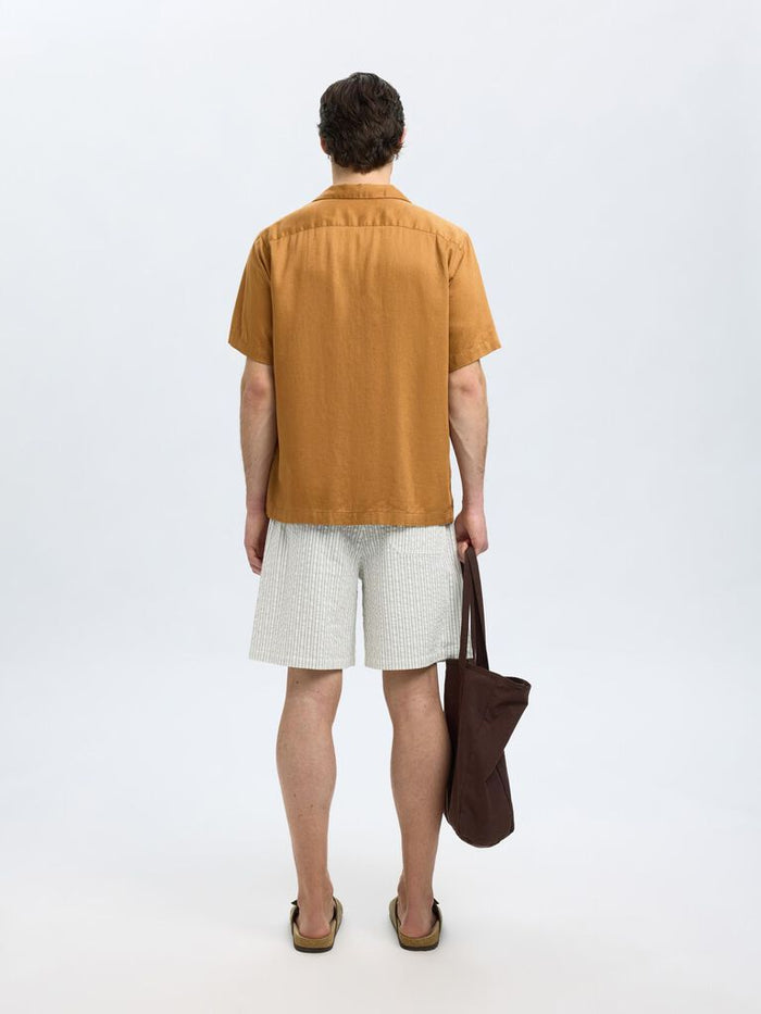 Brown Cuban Collar Shirt