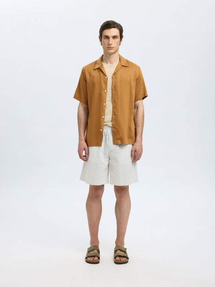 Brown Cuban Collar Shirt
