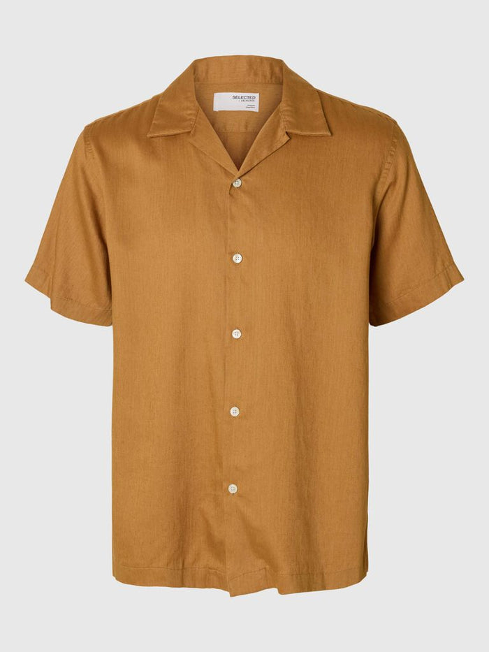 Brown Cuban Collar Shirt
