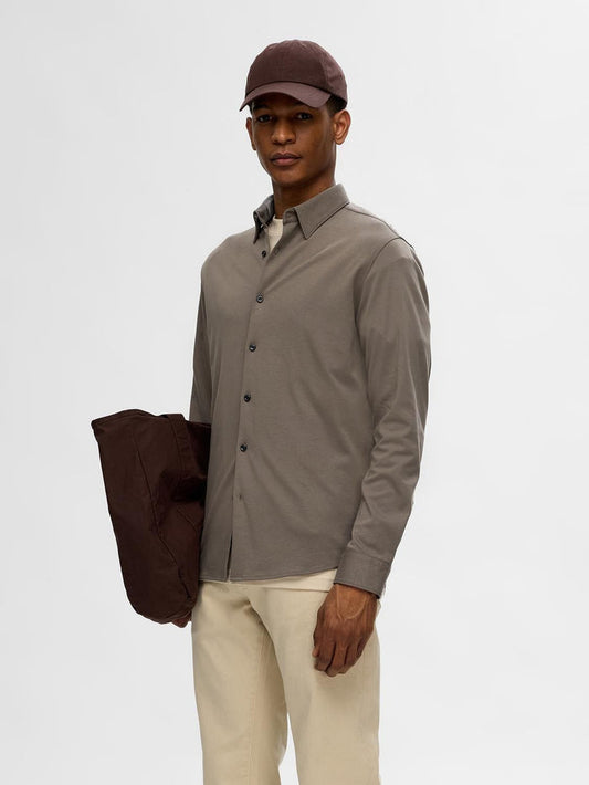 Brown Jersey Slim Fit Shirt