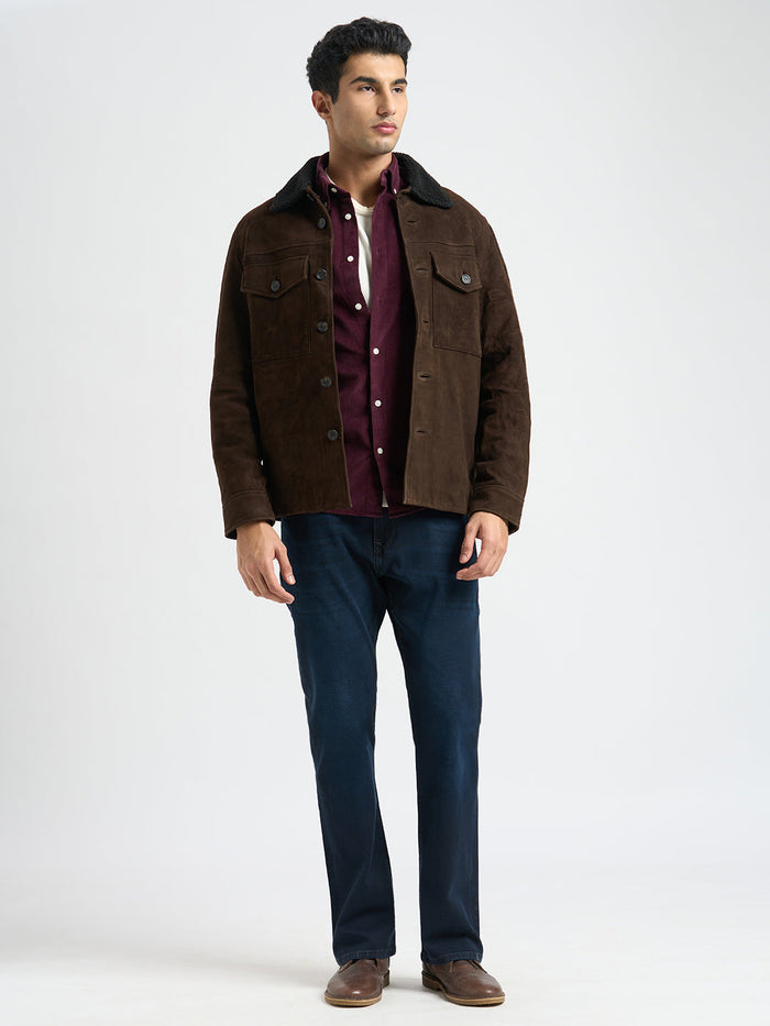 Button Down Collar Corduroy Shirt - Burgundy