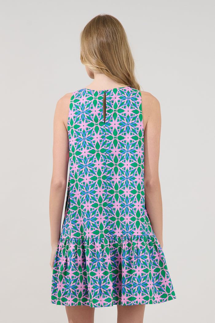 Cala Shift Tiered Mini Dress Geo
