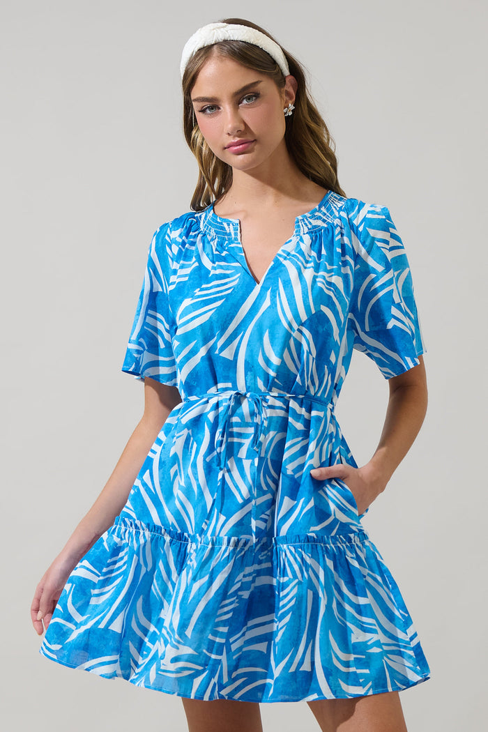 Canton Tropics Clarion Ruffle Mini Dress