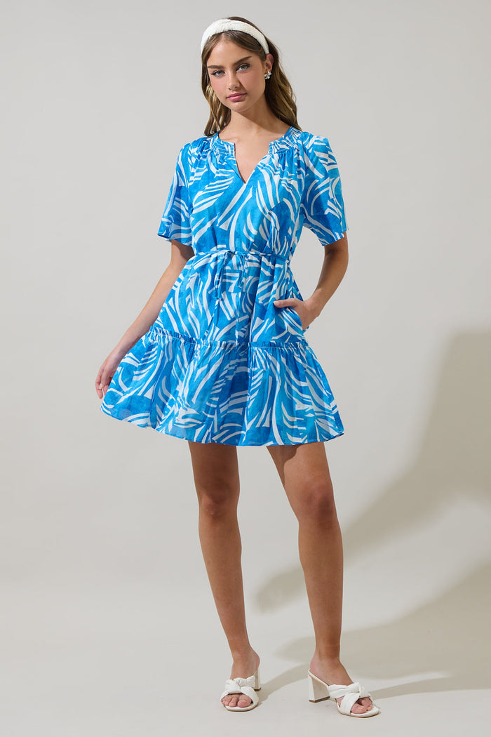 Canton Tropics Clarion Ruffle Mini Dress