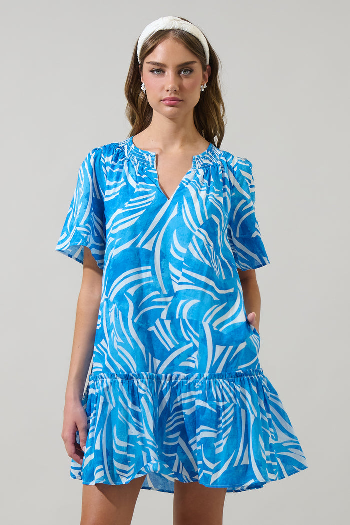 Canton Tropics Clarion Ruffle Mini Dress