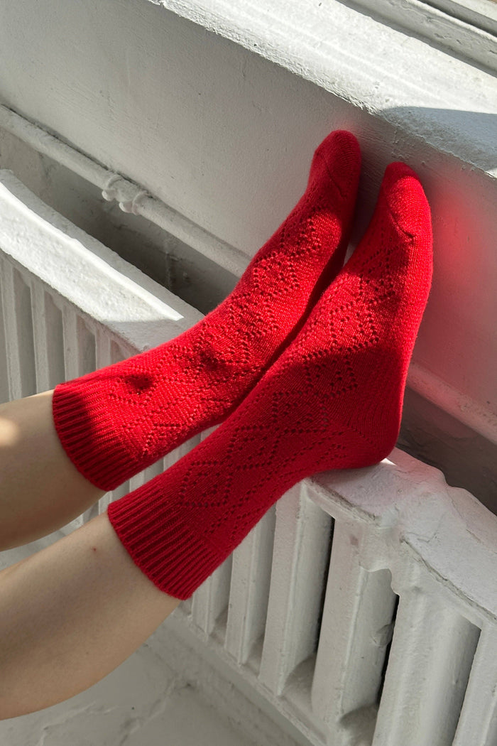 Cashmere Pointelle Socks - Cream