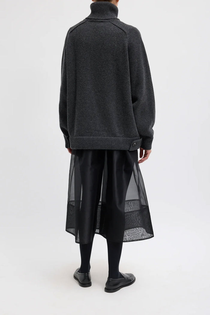 Cashmere Sweater Turtleneck Oversized Pullover - Heather Grey