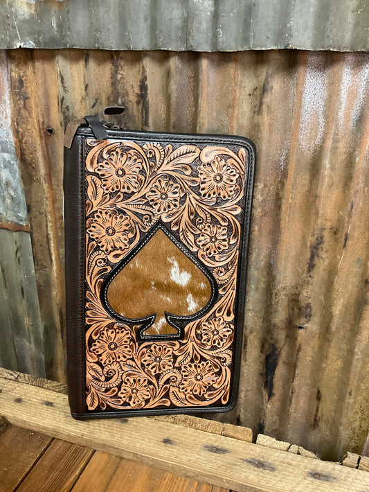 Challenger Western Floral Tooled Leather Travel Jewelry Case